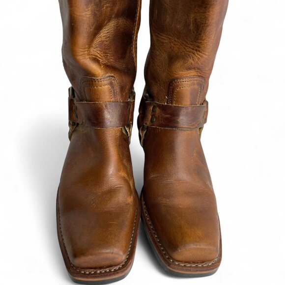 Frye 700 Brown Leather Square Toe Harness Motorcycle USA Made Boots Women's 9 M - Picture 4 of 13